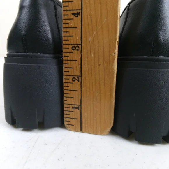 Madden Girl Black Chunky Slip On Loafers Size 6.5 Lug Soles Faux Leather - Picture 6 of 10
